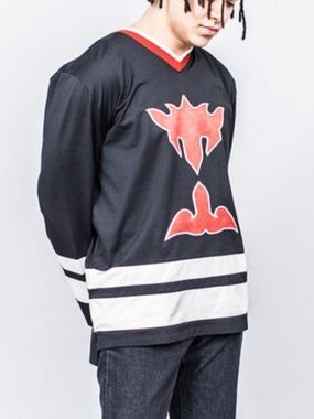 Our Legacy Box V-Neck Black/Red Team Jersey NWT 2017